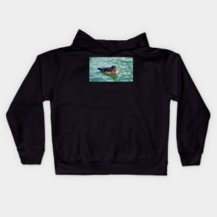 A Wood Duck Swimming At My Local Pond Kids Hoodie